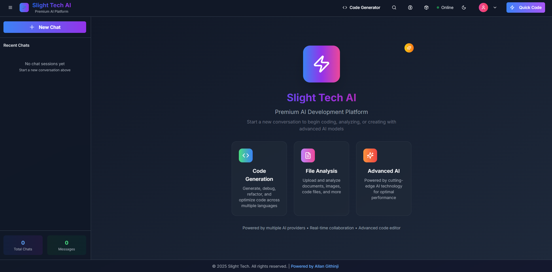 Slight Tech AI Chatbot Interface